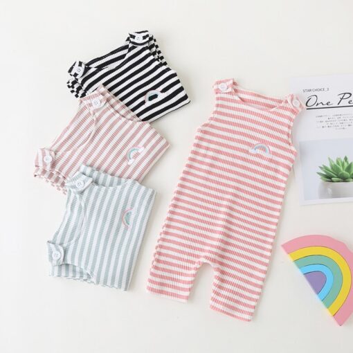 2020 New Baby Boys Girls Clothes Newborn Romper Infant Jumpsuit Summer Cotton Striped Patchwork Rompers Cool Shorts Babies 0-24M