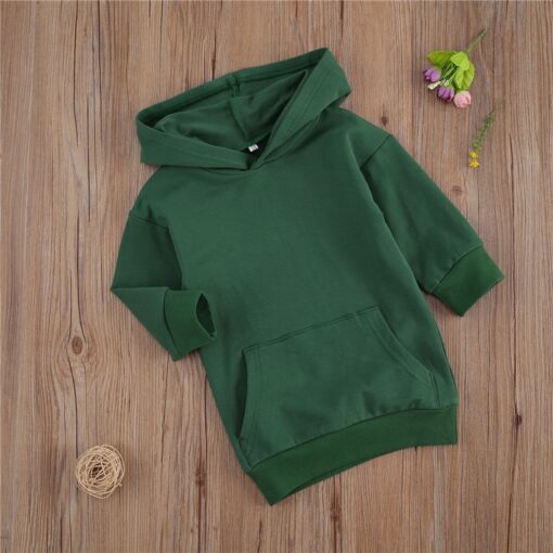 1-5Y Infant Kids Baby Girl Long Sleeve Hooded Dress Solid Color Pullover Clothes Autumn Winter Warm Top for Children