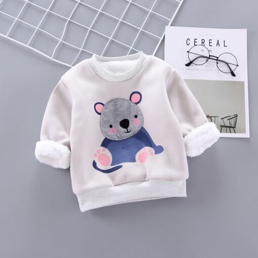 IENENS Winter Baby Girls Padded Pullovers Clothing Toddler Boy Sweatshirts Kids Cartoon Bear Hoodies T-shirt 1 2 3 4 Years
