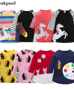 1-7 Years Kids Girl Dress Toddler Baby Long Sleeve Dresses Summer Children Clothing Girls Cotton Princess Dress Kid Tops Outfits