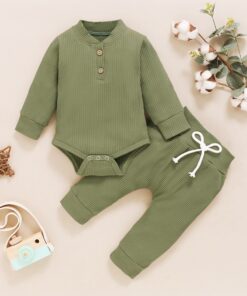 Newborn Baby Outfit 0-24M Children Clothing long sleeve Rompers+Pant 2pcs Suit Boy Kids Clothes Baby Girl Set Jumpsuit