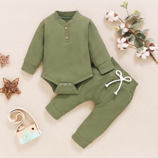 Newborn Baby Outfit 0-24M Children Clothing long sleeve Rompers+Pant 2pcs Suit Boy Kids Clothes Baby Girl Set Jumpsuit