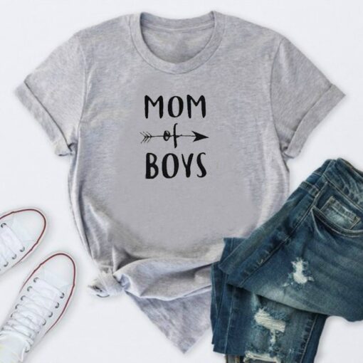 MOM OF BOYS Letter Print T Shirt Women Short Sleeve O Neck Loose Tshirt 2020 Summer Women Causal Tee Shirt Tops Mujer