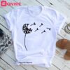 Wildflower Dandelion Women White Print T-Shirt Summer Girl Casual Funny Clothes Lady Yong 90s Harajuku Top Tee,Drop Ship