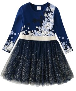 VIKITA Girls Princess Dresses Kids Cartoon Vestidos Children Autumn Dress Kids Dress for Girls Long Sleeve Unicorn Dresses