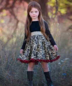 2020 INS Girls Spring and Autum Dress Kids Flower Pastoral Style Striped Long-sleeved Dresses England Cute Princess for Children