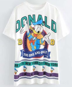 Disney Cartoon Cotton T-Shirt Women 2020 Summer Casual Mickey Mouse Daisy Duck Tshirt Women Vintage Streetwear Tee Tops T-Shirts