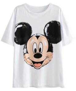 Disney Cartoon Cotton T-Shirt Women 2020 Summer Casual Mickey Mouse Daisy Duck Tshirt Women Vintage Streetwear Tee Tops T-Shirts