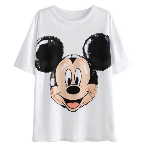 Disney Cartoon Cotton T-Shirt Women 2020 Summer Casual Mickey Mouse Daisy Duck Tshirt Women Vintage Streetwear Tee Tops T-Shirts