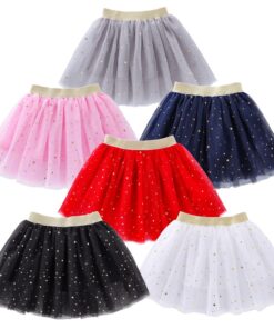 2020 Fashion Kids Mesh Miniskirts Girls Princess Stars Glitter Dance Ballet Tutu Brand Sequin Party Girl Faldas Skirt Elastic