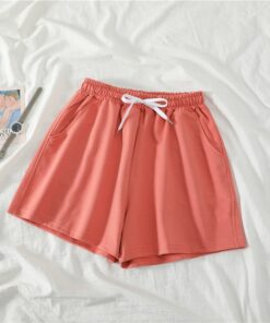 Women Shorts Summer Casual Solid Drawstring shorts high waist loose shorts for girls Soft Cool female short M-2XL