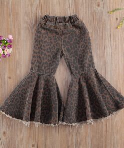 2020 Children Girl Pink Flare Pants Toddler Kids Baby Solid Holes Ripped Boot Cute Flare Long Pants Denim Bell-bottomed Trousers