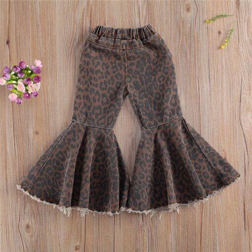 2020 Children Girl Pink Flare Pants Toddler Kids Baby Solid Holes Ripped Boot Cute Flare Long Pants Denim Bell-bottomed Trousers
