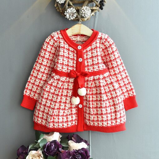 Baby Mink Fleece Sweater Girl Dress Children'S Clothing Autumn Winter 2020 New Pullover Sweater Dot European American Kid Dress
