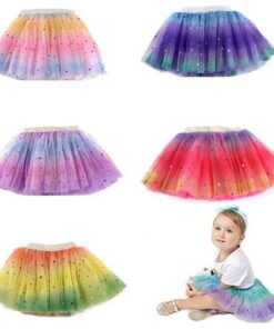Toddler Skirt Kids Baby Star Glitter Dance Tutu Skirt For Girl Sequin 3 Layers Tulle Toddler Pettiskirt Children Chiffon 2-8T