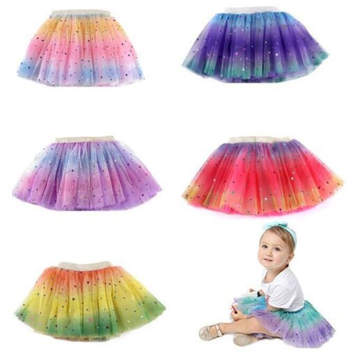 Toddler Skirt Kids Baby Star Glitter Dance Tutu Skirt For Girl Sequin 3 Layers Tulle Toddler Pettiskirt Children Chiffon 2-8T