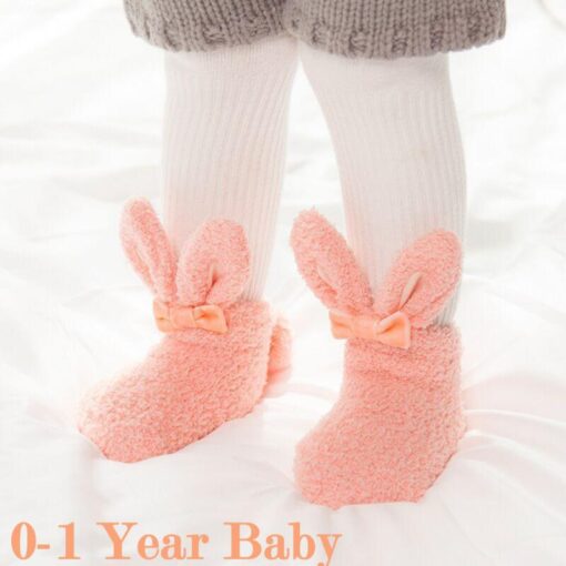NEW Cute Newborn Baby Socks Plush Bunny Ear Winter Socks For Baby Girls Baby Christmas Floor Socks Baby Girl Clothes Accessories