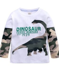 New Baby Boy T-Shirt Children's Clothes Cartoon Boy Dinosaur Long Sleeve T-shirt Spring and Autumn New Print Coat 2-7 Years Old