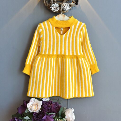 Baby Mink Fleece Sweater Girl Dress Children'S Clothing Autumn Winter 2020 New Pullover Sweater Dot European American Kid Dress