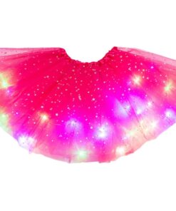 Women Girls Kids Neon LED Tutu Skirt Party Stage Dance Wear Pleated Layered Tulle Light Up Short Dress for 3-12 years old