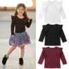 1-5Y Toddler Kids Baby Girls Lace Casual Long Sleeve T-shirt Tee Tops Blouse Clothes Black White Red 3 Colors