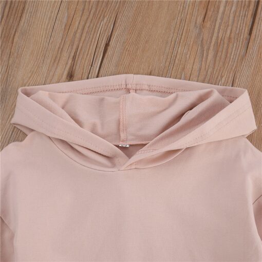 1-5Y Infant Kids Baby Girl Long Sleeve Hooded Dress Solid Color Pullover Clothes Autumn Winter Warm Top for Children