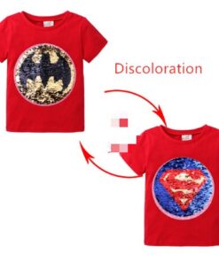 Changing Color and Pattern Switchable Sequins Boys TShirts Kid Fashion Marvel Hero T Shirt Children Top Clothes Summer