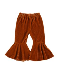 Infant Kids Baby Girls Velvet Bell-Bottoms Baby Children Long Flared Trousers Retro Casual Elastic Waist Pants for Kids 6M-6T