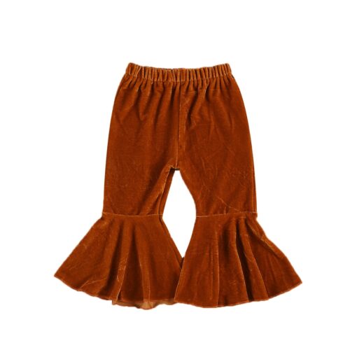 Infant Kids Baby Girls Velvet Bell-Bottoms Baby Children Long Flared Trousers Retro Casual Elastic Waist Pants for Kids 6M-6T