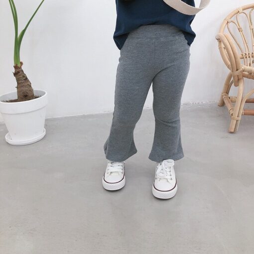 VIDMID baby girls solid color bell-bottomed pants kids cotton casual flared trousers clothes girls flare pants 4134 01