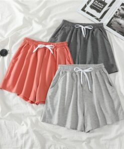 Women Shorts Summer Casual Solid Drawstring shorts high waist loose shorts for girls Soft Cool female short M-2XL