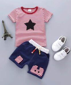 2020 New Baby Shirt Clothing Set Boys Girls Cute Summer Casual Wear Set Cartoon Mustache Top Denim Set Children's Clothes 1-4 Ye