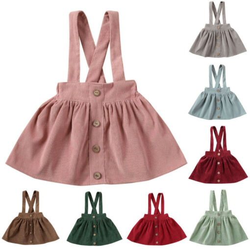 Kid Baby Girl Strap Suspender Skirt Corduroy Party Overalls Autumn A Line Toddler Girls Casual Clothing Outfits 1-6Y