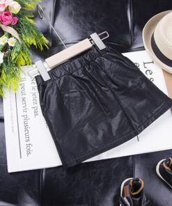VearDoller Girls Skirt Spring Autumn Fashion Kids Leather Skirt for 1-6Years Baby Girl Button Decoration Children's Skirts