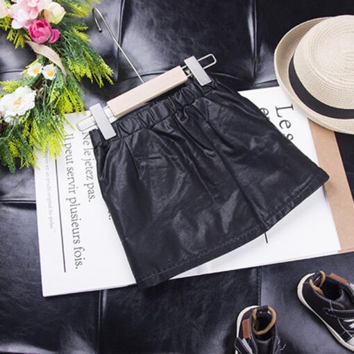 VearDoller Girls Skirt Spring Autumn Fashion Kids Leather Skirt for 1-6Years Baby Girl Button Decoration Children's Skirts