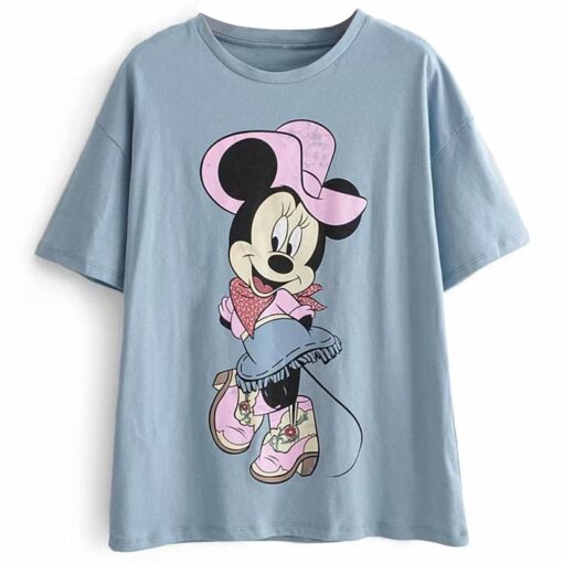Disney Cartoon Cotton T-Shirt Women 2020 Summer Casual Mickey Mouse Daisy Duck Tshirt Women Vintage Streetwear Tee Tops T-Shirts