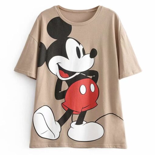 Disney Cartoon Cotton T-Shirt Women 2020 Summer Casual Mickey Mouse Daisy Duck Tshirt Women Vintage Streetwear Tee Tops T-Shirts