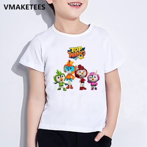 Kids Top Wing Cartoon Print Funny T-shirt Children Cute Clothes Girls & Boys Summer White Baby T shirt
