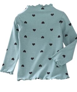 Children Long Sleeves Bottoming Shirt T-Shirt Newborn Infant Kawaii Heart-Shaped High Collar Clothing Toddler Winter Warm Tops