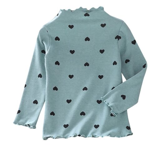 Children Long Sleeves Bottoming Shirt T-Shirt Newborn Infant Kawaii Heart-Shaped High Collar Clothing Toddler Winter Warm Tops