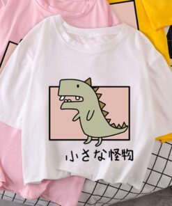 Cute T Shirt Women Teen Girls Summer Short Sleeve kawaii Dinosaur Graphic Tees Women T-shirt Loose Pullover Causal Tops 2020 New