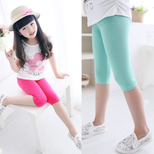 3-10years Girls Knee Length Kid Five Pants Candy Color Children Cropped Clothing Spring-Summer All-matches Bottoms Leggings