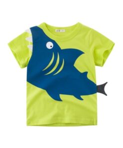 2019 New Korean Kids Short Sleeve T Shirt Baby Boy Summer Cotton Shark Print Tops Toddler Casual Tee