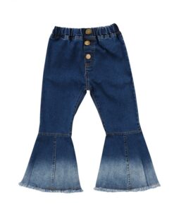 2018 New Girls Bell-bottomed Pants Elastic Waist Spring Children Trousers Outfits Baby Flare Costume Fashion Kids Vintage Jeans