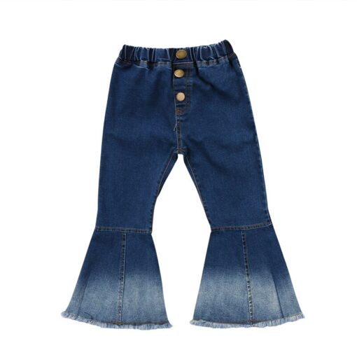 2018 New Girls Bell-bottomed Pants Elastic Waist Spring Children Trousers Outfits Baby Flare Costume Fashion Kids Vintage Jeans