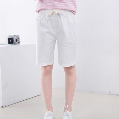 2-10 Yrs Kids Boys Trousers Knee Lenth Shorts Candy Color Girls Children Summer Beach Loose Shorts Pants Cotton&Linen