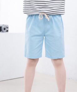 2-10 Yrs Kids Boys Trousers Knee Lenth Shorts Candy Color Girls Children Summer Beach Loose Shorts Pants Cotton&Linen
