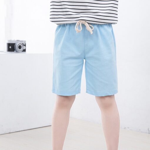 2-10 Yrs Kids Boys Trousers Knee Lenth Shorts Candy Color Girls Children Summer Beach Loose Shorts Pants Cotton&Linen