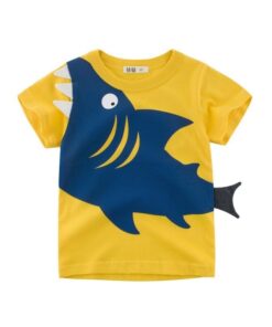 2019 New Korean Kids Short Sleeve T Shirt Baby Boy Summer Cotton Shark Print Tops Toddler Casual Tee