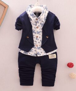 Bibicola Baby Boy Gentleman Clothing Sets Kids Floral Clothes For Birthday Formal Outfits Suit Fashion Tops Shirt + Pants 2pcs